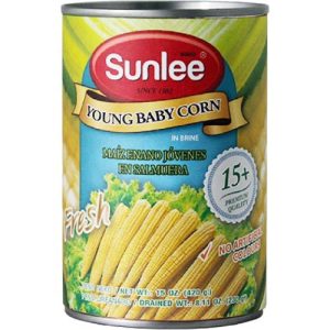 Sunlee – Young Baby Corn in Brine – 15 OZ