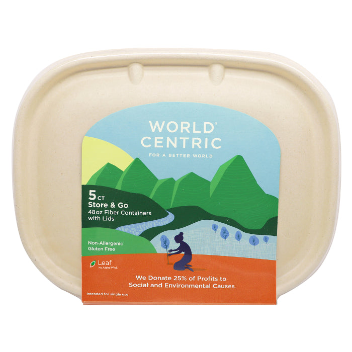 World Centric Compostable Containers and Lids 48oz 5 Ct – Pack Of 12