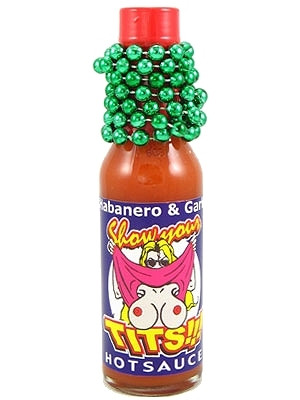 Show Your Tits! Hot Sauce w/ Mardi Gras Beads, 5oz.