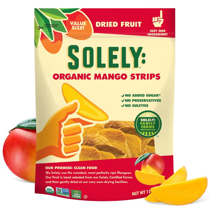 Solely – Mango Dried Strips, 12 oz | Pack of 8