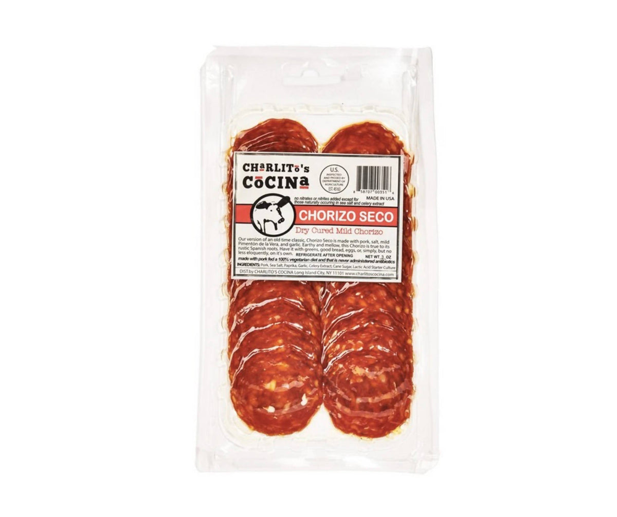Charlito’s Cocina Chorizo Seco – Dry Cured Mild Chorizo (Presliced) – 15 x 3oz