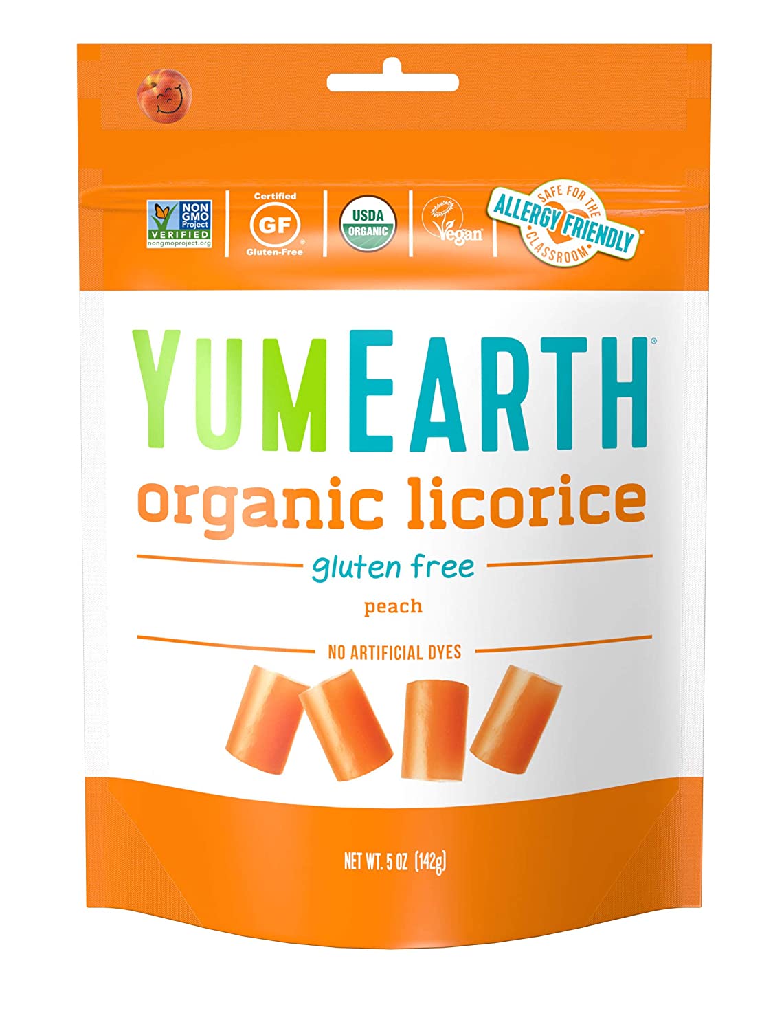 YumEarth – Organic Licorice, Peach, 5 oz | Pack of 12