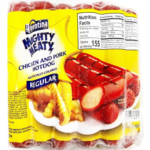 Argentina Brand – Mighty Meaty Chicken and Pork HotDog – Regular – 12 OZ