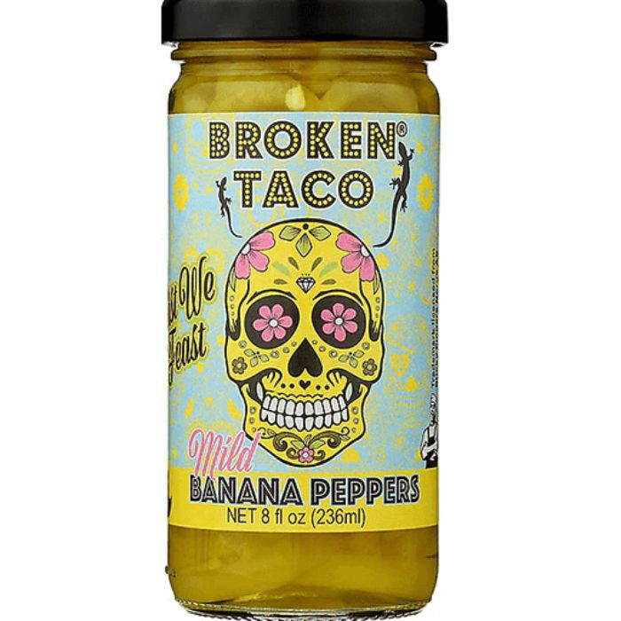 Broken Taco – Peppers Banana Mild Sliced, 8 Oz (Pack Of 6)