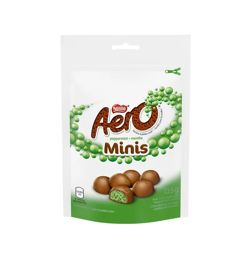 AERO Peppermint Milk Chocolate Minis 135 g – Canada (Case of 12)