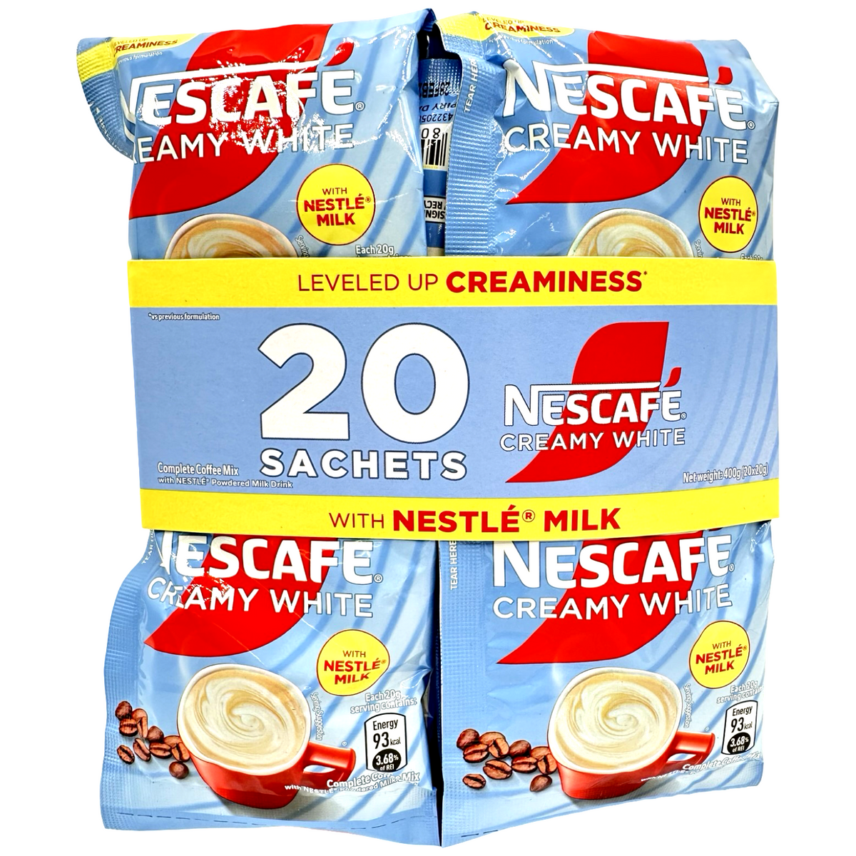 Nescafe – Creamy White with Nestle Milk Drink – 20 Pack Sachet Servings – 400 G