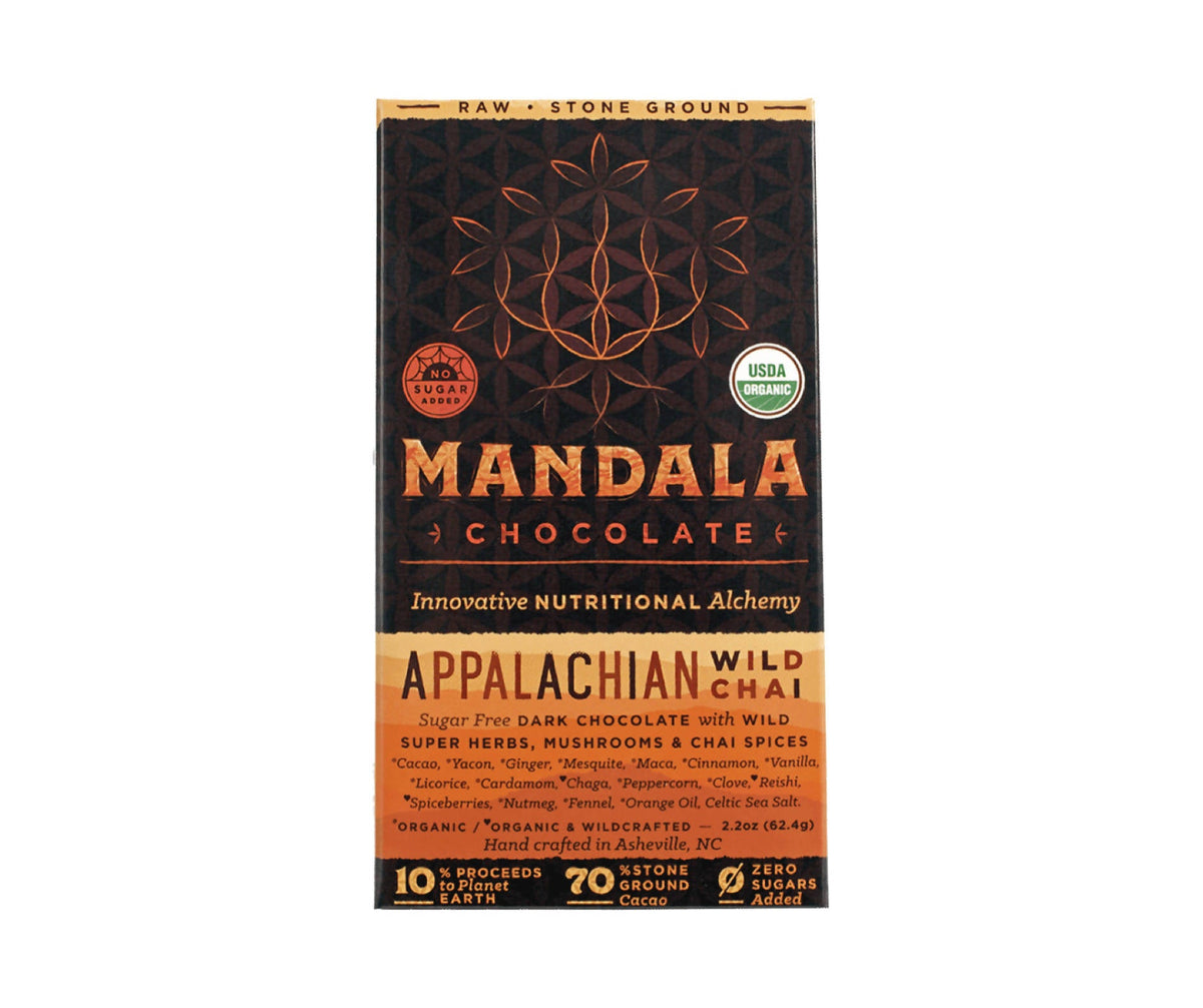Organic Raw 70% Cacao Appalachian Wild Chai Chocolate Bar – 6 x 2.2oz