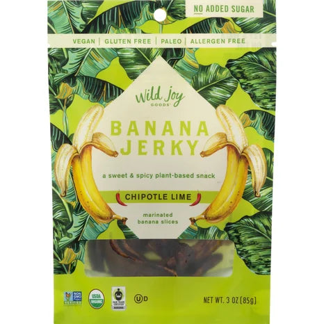 Wild Joy Goods Banana Jerky with Chipotle Lime 3 Oz – Pack Of 12