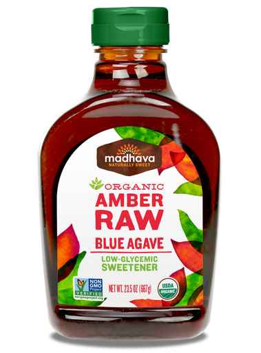 Madhava Organic Agave Nectar Amber Raw, 23.5 oz. (Pack of 12)