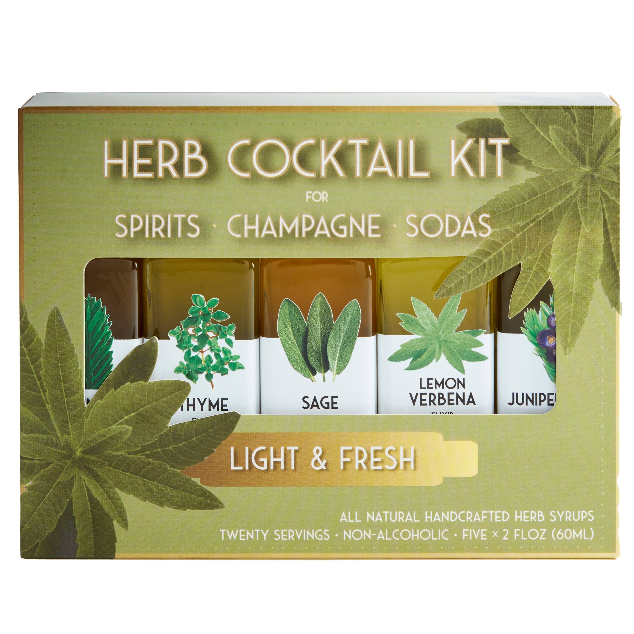 Floral Elixir Co. – Light & Fresh Herb Cocktail Kit. 5-Pack Herb Syrup
