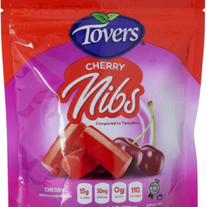 Tovers Cherry Nibs, Cherry Flavored Chewy Candy, Kosher Certified, Resealable Bag, 6 oz