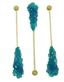Blue Rock Candy Swizzle Sticks Blue Raspberry (Wrapped) – 18 Count
