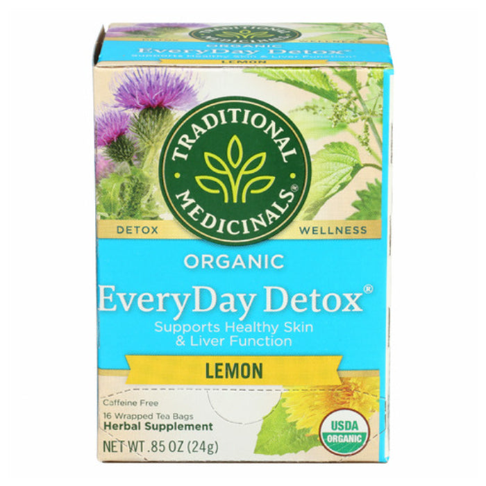 Traditional Medicinals – Everyday Detox Lemon Tea, 16 Bags | Pack of 6