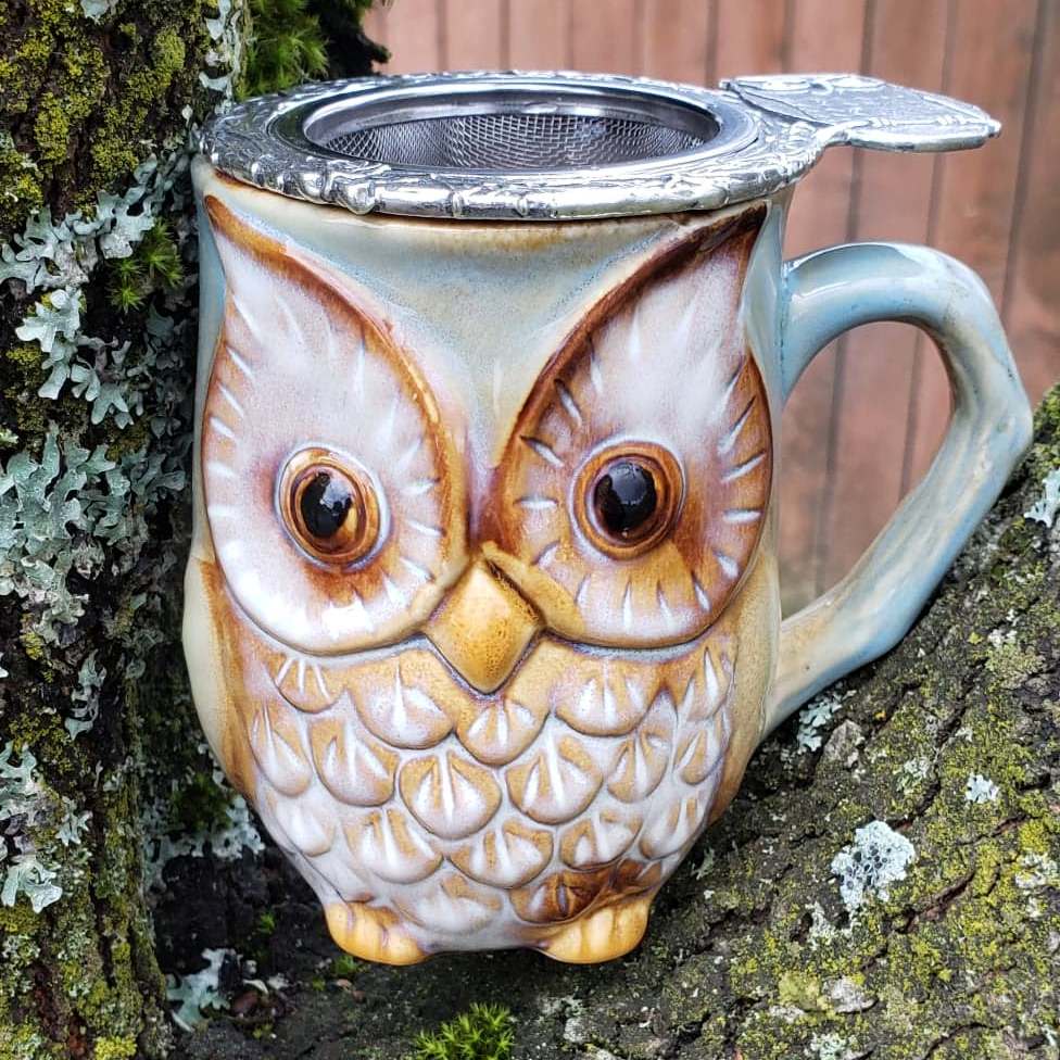 Wise Owl Pewter Tea Infuser and Mug | Plum Deluxe