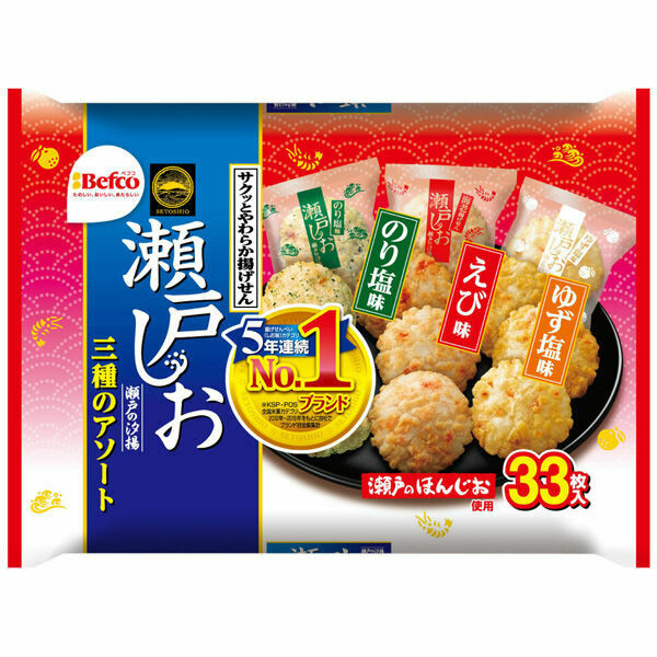 Kuriyama, Befco, “Seto no Ship” Rice Cracker, Assortment Pack, Seaweed, Shrimp and Yuzu Salt, 33pc in 1 bag