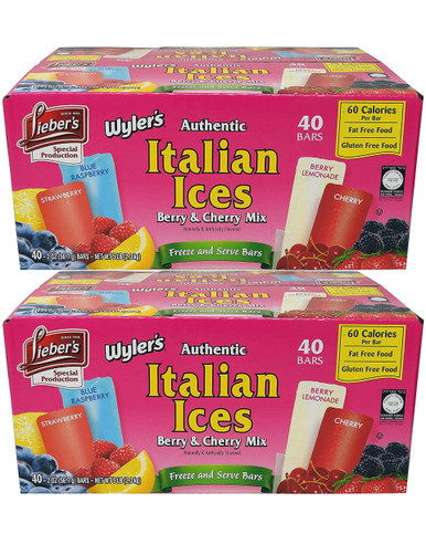 Wyler’s Italian Ice Berry and Cherry Mix Freezer Bars, 40 Count (Pack of 2)
