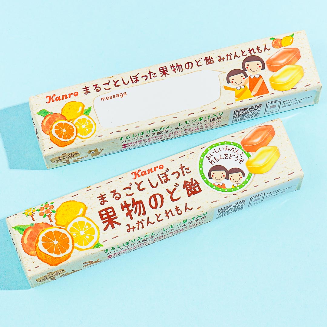 Kanro Whole Squeezed Fruit Throat Candy – Mandarin Orange & Lemon