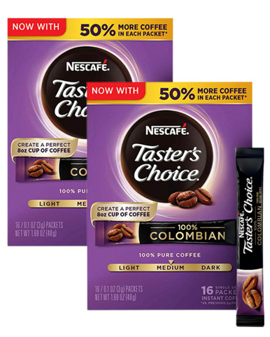 Nescafe Taster’s Choice Colombian Instant Coffee, 16 Packets (Pack of 2)