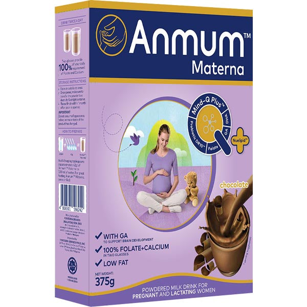 Anmum Materna – Chocolate Flavor – Powdered Milk Drink For Pregnant and Lactating Women – 375 G