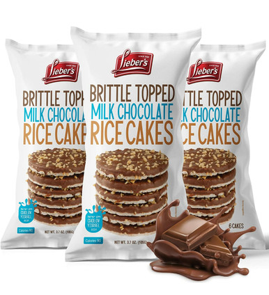 Lieber’s Brittle Topped Milk Chocolate Covered Rice Cakes, 3.7 oz (Pack of 3)