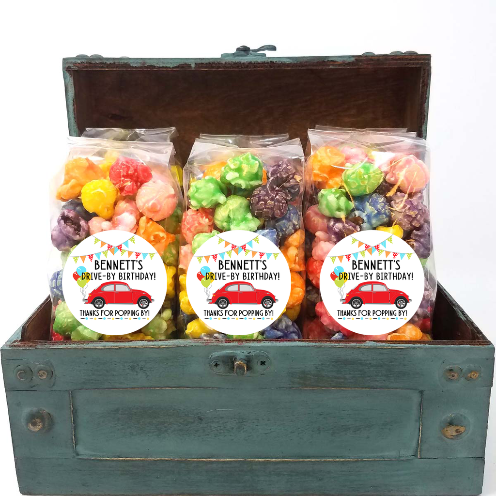 Drive By Birthday Party with Red Beetle – Popcorn Favors