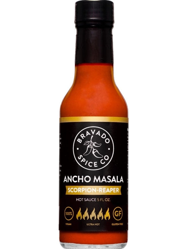 Hot Sauce Bravado Ancho Masala Scorpio Reaper 5 oz Heat 9