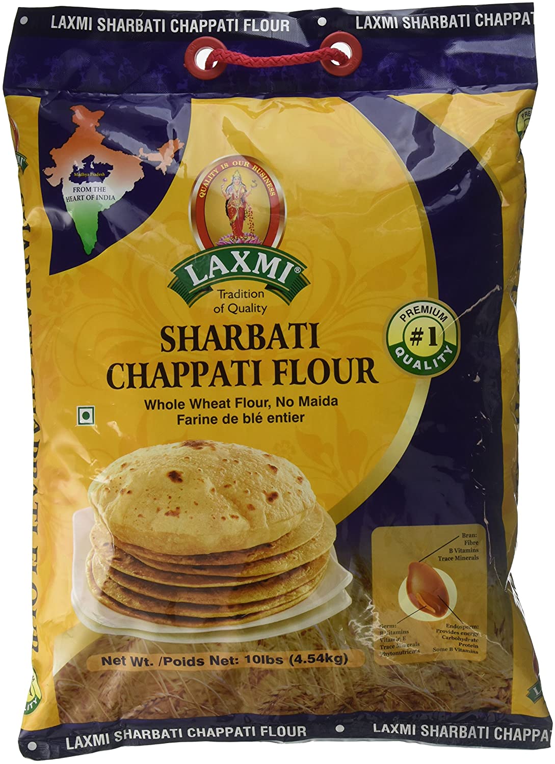 Laxmi Whole Wheat Sharbati Chappati Flour – 10Lb