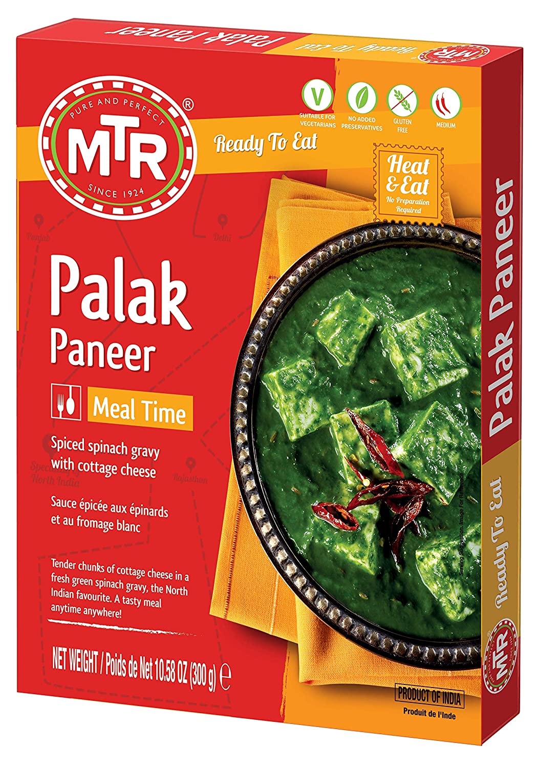 MTR Ready to Eat – Palak Paneer 10.58oz (300g)