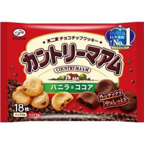 Fujiya, Country Ma’am, Choco Chunk Soft Cookies, Vanilla & Cocoa, 18pcs