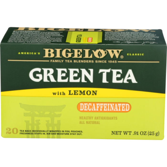 Bigelow – Decaf Green Lemon Tea, 20 Bags, 0.91 oz | Pack of 6