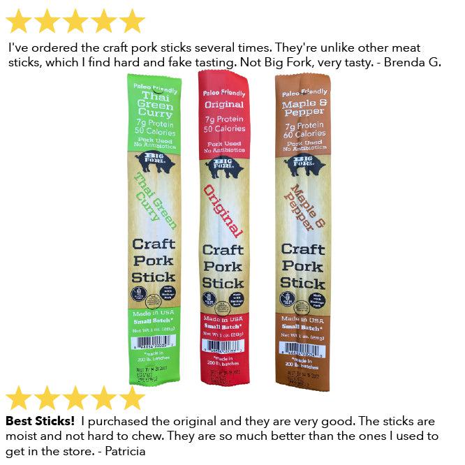 Big Fork Craft Pork Snack Stick Sample (3 sticks total)