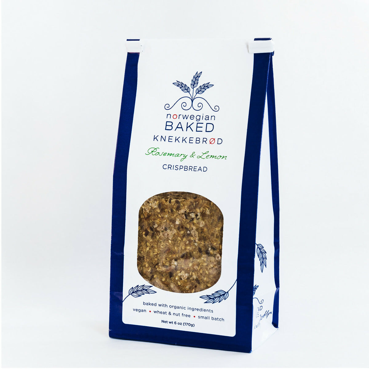 Norwegian Baked Rosemary & Lemon Knekkebrød Nordic Crspbread Bag – 12 bags x 6 oz case