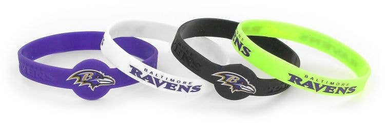 Aminco USA – NFL Baltimore Ravens Silicone Bracelets, 4-Pack