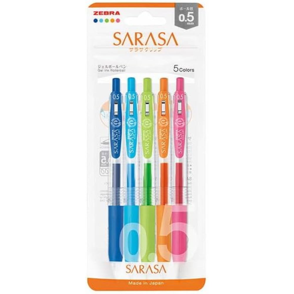 Zebra Sarasa Clip 0.5mm Gel Pens 5 Color Set – Made in JAPAN – Tokyo Sakura Mall