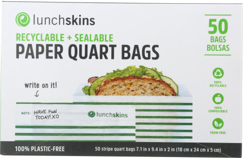 Lunchskins – Paper XL Sandwich Bag Stripe 50 Pc – Pack of 12