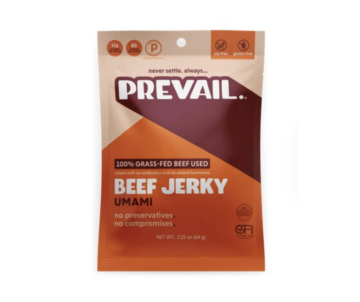 Prevail Jerky Umami Beef Jerky, 100% Grass Fed – 8 Bags x 2.25 oz