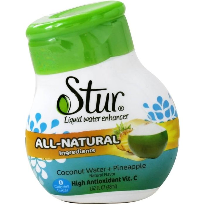 Stur – Coconut Water Enhancer Liquid Pineapple, 1.62 oz | Pack of 6