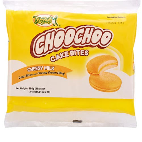 Lemon Square – ChooChoo Cake Bites – Cheesy Milk – Cake Bites with Cheesy Cream Filling – 10 Pack – 380 G