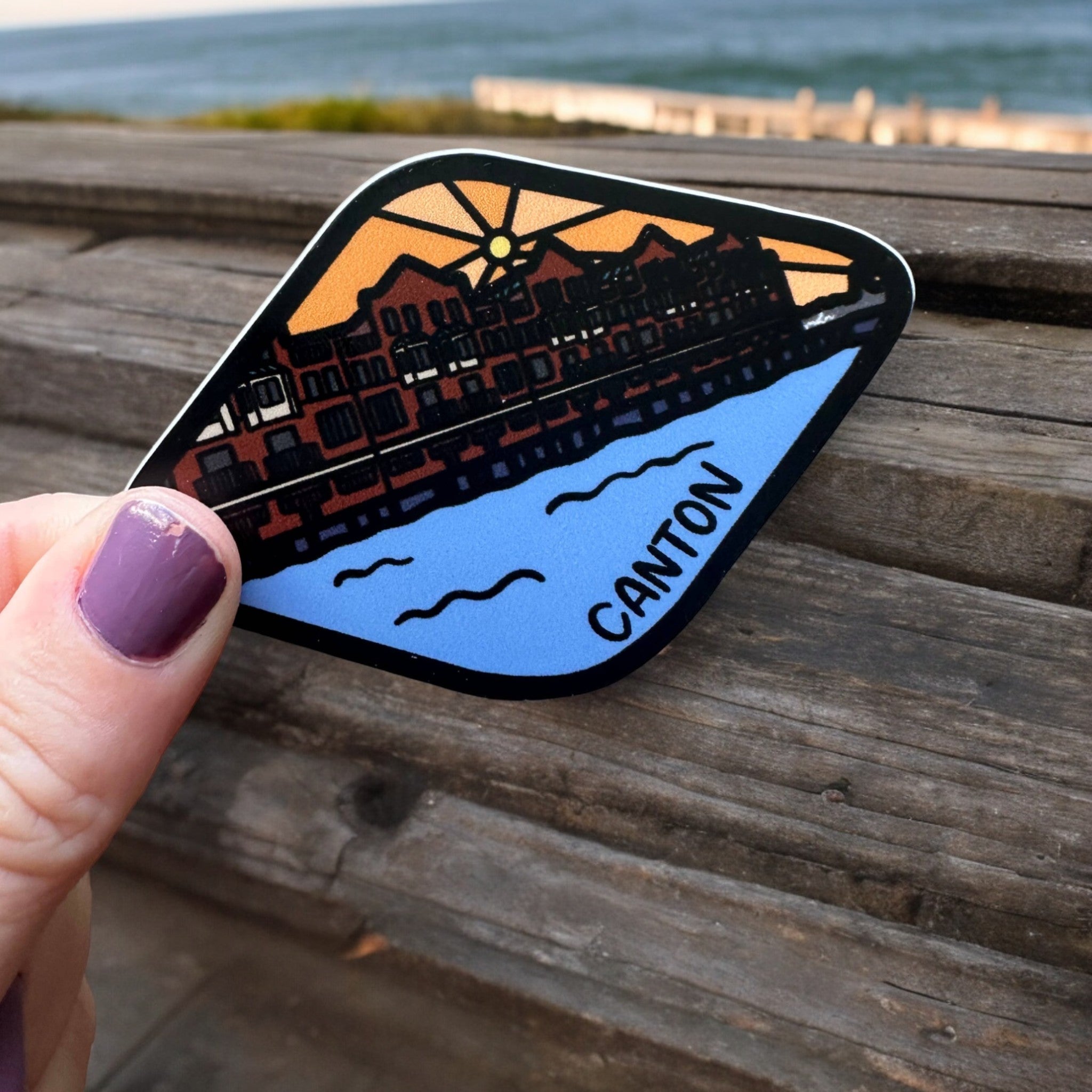 the letters mdn – Canton Baltimore Maryland Badge Vinyl Sticker