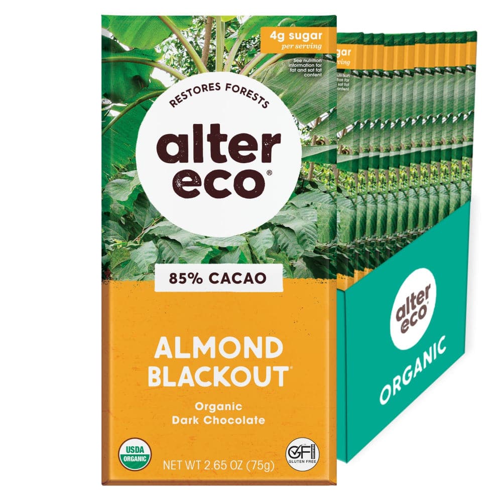 Alter Eco – Almond Blackout Dark Chocolate Bar, 2.65 Oz – Pack of 12