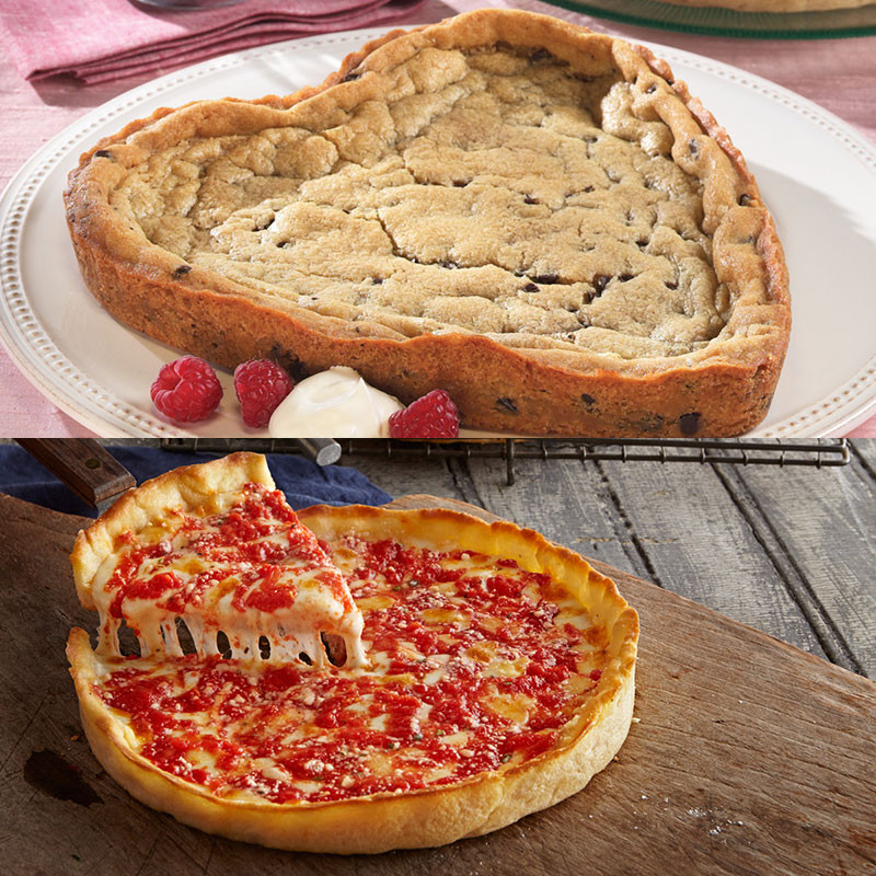 Lou’s Heart Shaped Chocolate Chip Cookie & Pizza