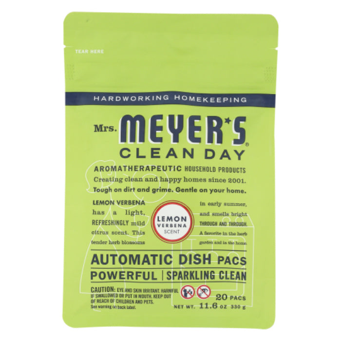 Mrs Meyers Clean Day Auto Dish Packet Lemon Verbena 12.7 Oz – Pack of