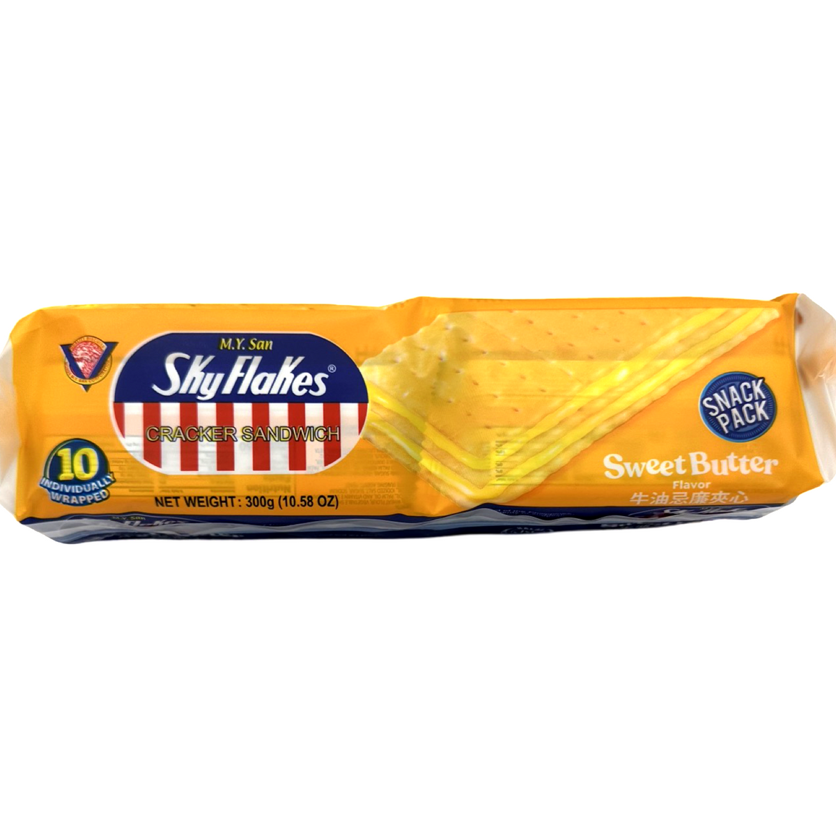 M.Y. San – Skyflakes – Cracker Sandwich – Sweet Mantikilya – Sweet Butter Cream Flavor – 10 Pack – 300 G