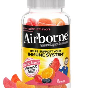 Airborne Gummies Immune Support, Vitamin C Gummies, Assorted Fruit Flavors, 75 Count