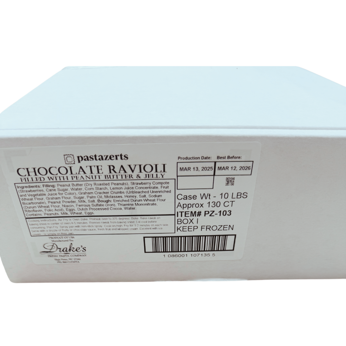 PastaZerts Chocolate Peanut Butter & Jelly Ravioli Foodservice Bulk – 10 LBs