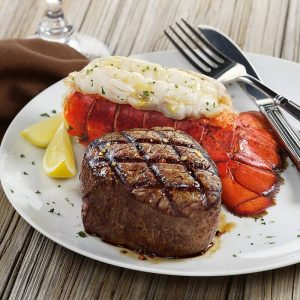 Super Trimmed™ Filet Mignon with Hickory Bacon and North Atlantic Lobster Tails