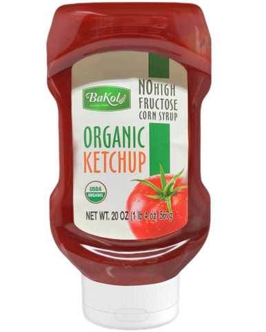 Bakol Organic Tomato Ketchup, Squeeze Bottle, 20 oz (Pack of 2)