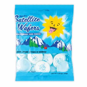 Blue Raspberry Satellite Wafers with Tongue Tattoos