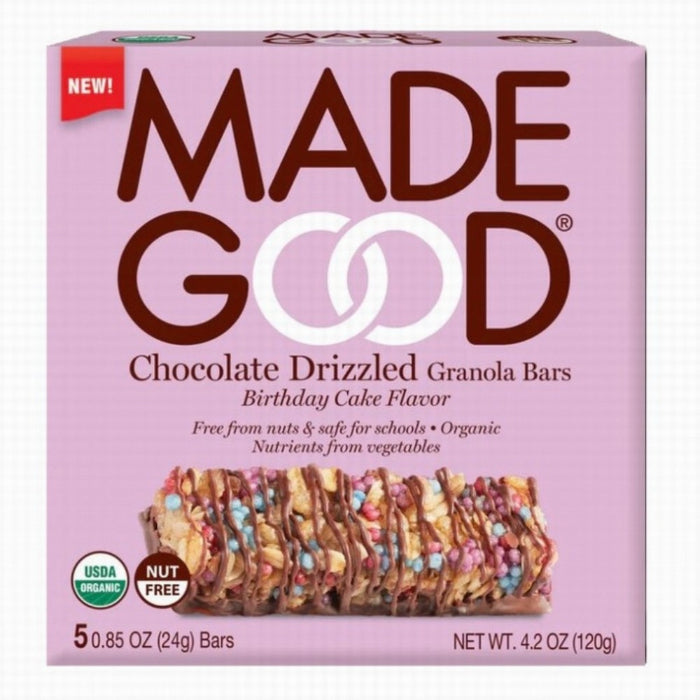 MadeGood – Chocolate Drizzled Birthday Cake Granola Bars, 4.2oz