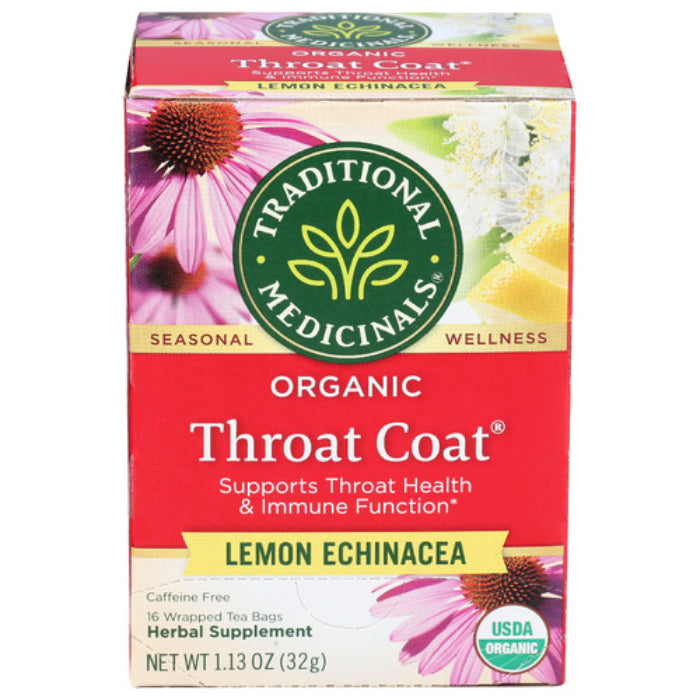 Traditional Medicinals – Throat Coat Lemon Tea, 16 Bags | Pack of 6